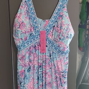 Lilly Pulitzer Blue and Pink Maxi Dress